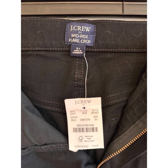 NWT J.Crew Black Mid-Rise Flare Crop Signature Stretch Jeans Womens Size 31 - Picture 6 of 10